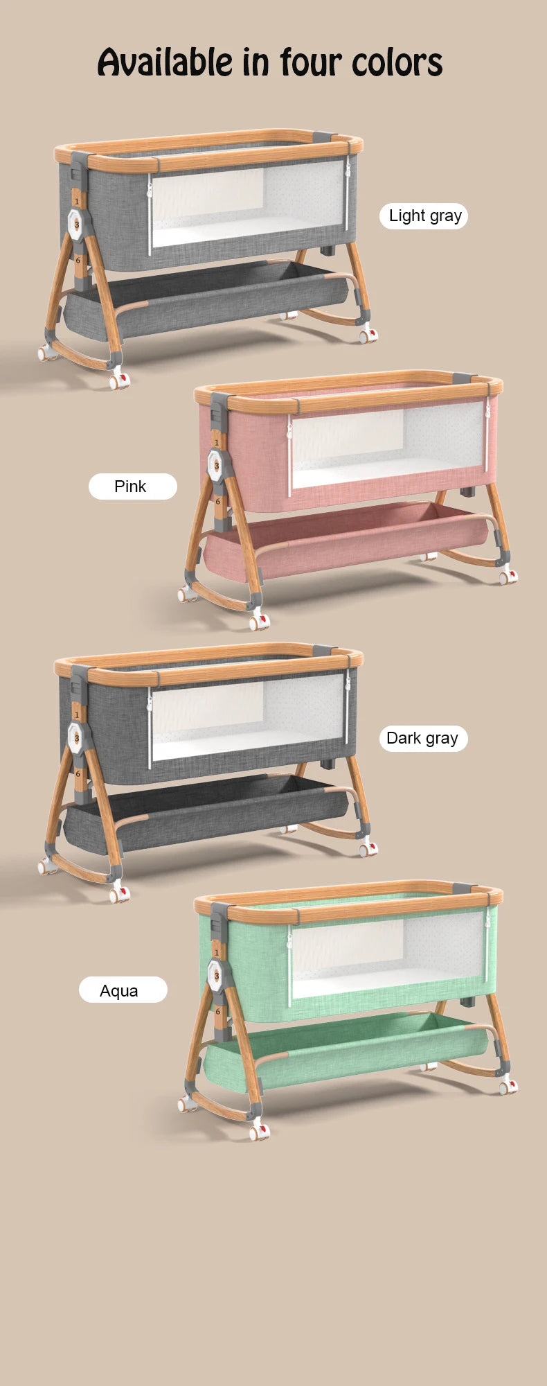 Aluminum Alloy Crib Movable Portable Bassinet Bed Foldable Multifunctional Bb Bed Newborn Patchwork Queen Bed