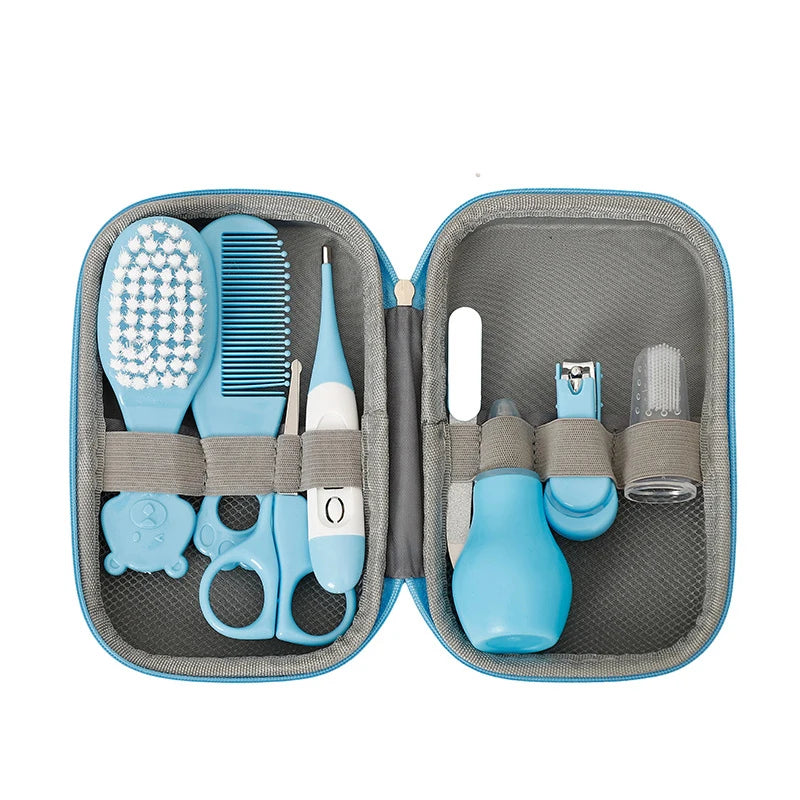 8PCS/Set Baby Health Care Kit Kids Nail Hair Health Care Thermometer Grooming Brush Clipper Teether Toothbrush Baby Essentials
